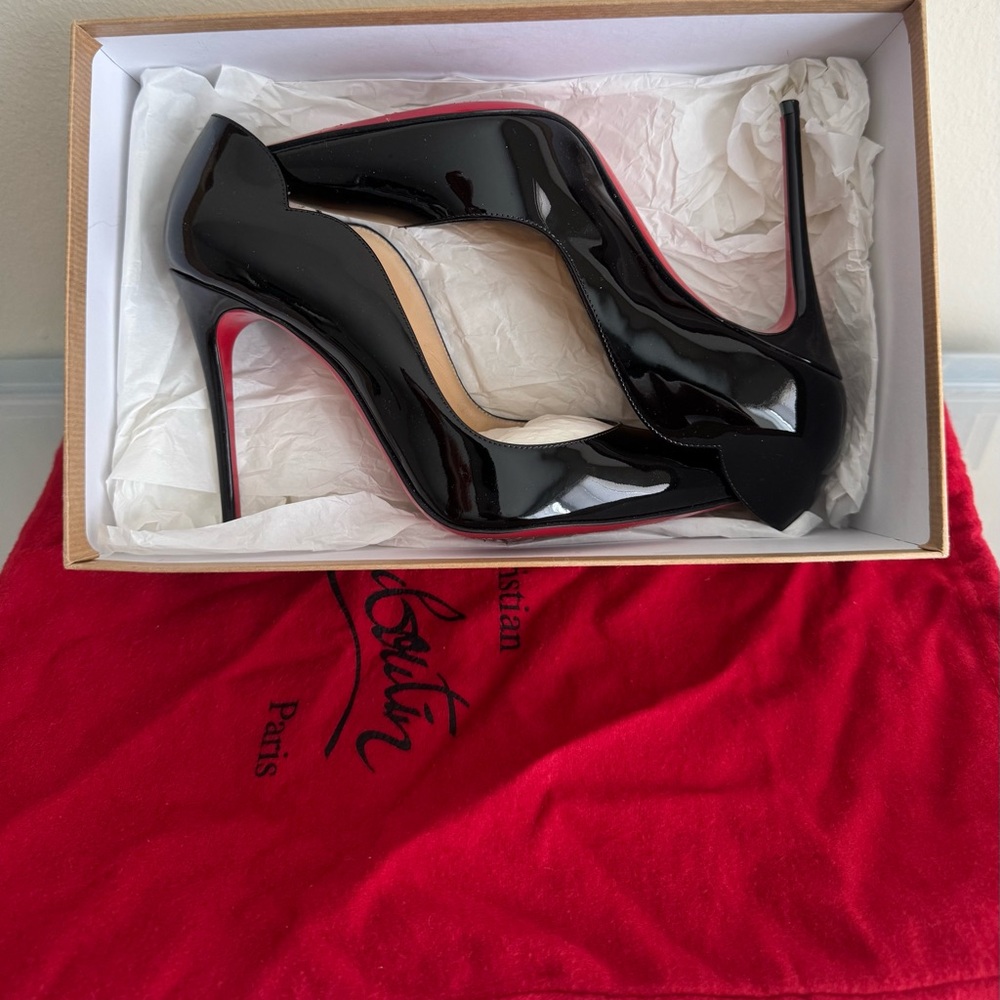 Christian Louboutin Glossy Black Heels with Red Soles